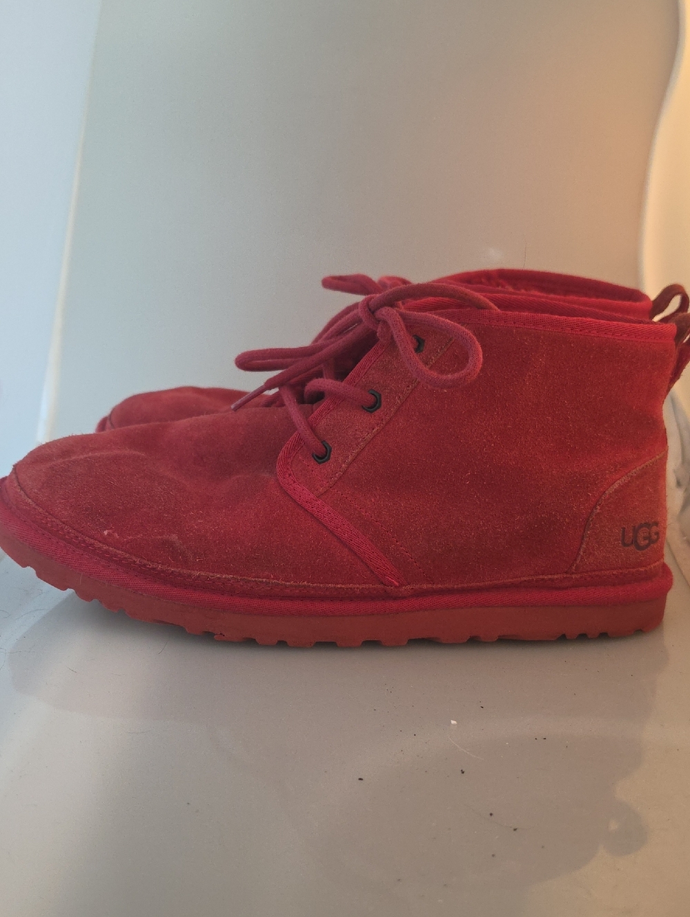 UGG Red Suede Lace-Up Ankle Boots